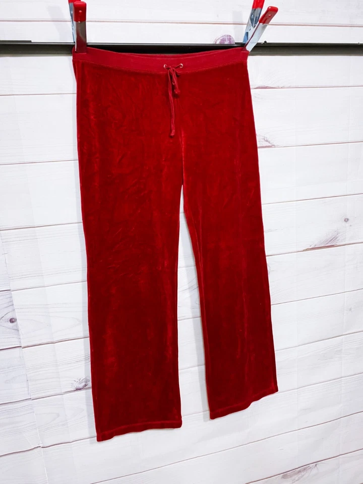 Pantalones deportivos Moda International de terciopelo para mujer talla M rojos con cordón Foto 2 de 4