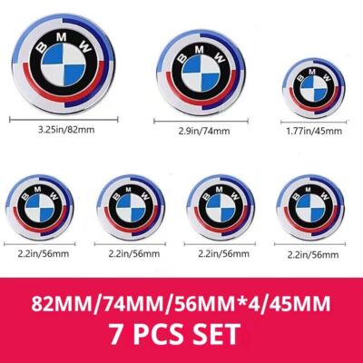 7PC  50th Anniversary Emblem Centre Caps Badges Set 74mm&82mm&4x56mm&45mm