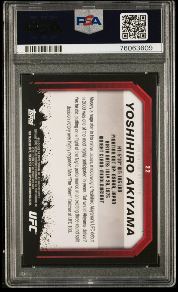 2011 Topps UFC Moment Of Truth Independence Edition Yoshihiro Akiyama RC PSA 9 - Image 2 of 3