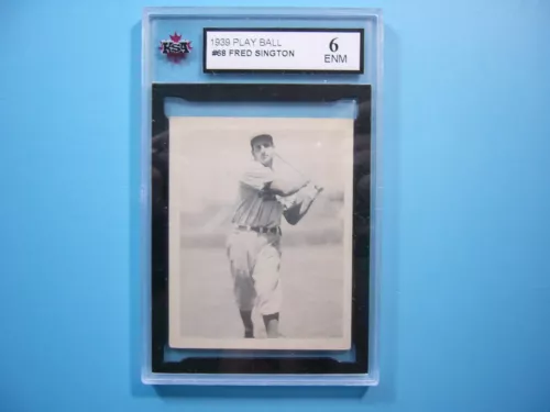 1939 PLAY BALL GUM INC. BASEBALL CARD #68 FRED SINGTON ROOKIE RC KSA 6 EX/NM GL