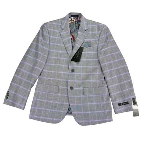 Sean John Mens Classic Fit Plaid Suit Jacket Blazer Purple Gray 36S - Picture 1 of 5