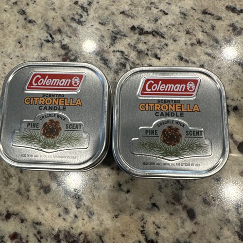 Two Coleman Pine Scented Citronella Candles with Wooden Crackle Wick - 6 oz Tin - Picture 3 of 5
