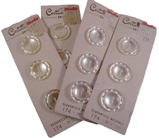 Vintage Costume Buttons Wool Co White Flat 2 hole Lot of 4 Sewing Craft