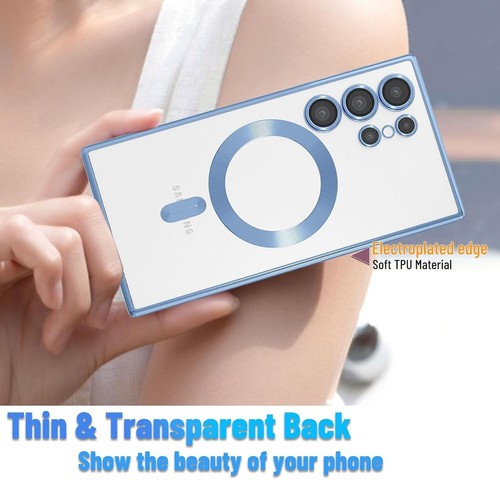 Plating Magsafe Clear Shockproof Case For Samsung Galaxy S24 Ultra S24+ S24 FE - Picture 4 of 22