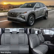 For Hyundai Tucson Gray PU Leather Car Seat Covers 5-Seats Front & Rear Cushion