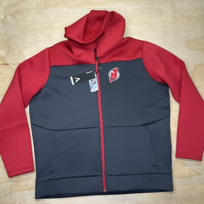 NEW 2XL New Jersey Devils Antigua Red Charcoal Protect Full-Zip Hoodie