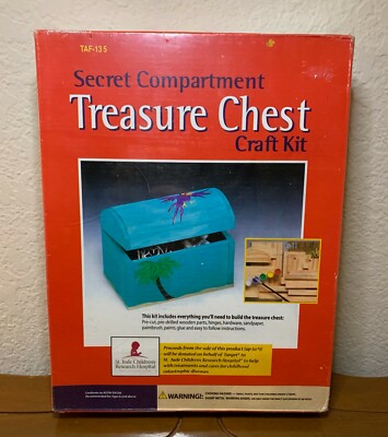 Vintage CustomQuest Secret Compartment Treasure Chest Craft Kit St. Jude NEW