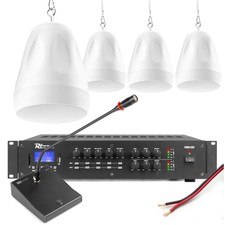 2-zone Pds65w Pendant Speaker System With Tm370 Desktop Microphone