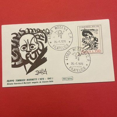 FILIPPO TOMMASO MARINETTI FUTURISTISCHES PORTRÄT 1 UMSCHLAG FDC ERSTER TAG