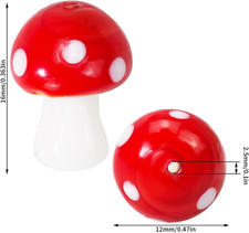 50Pcs Mushroom Beads Charms Glass Lampwork Beads Mushroom Ornament for Jewelr...