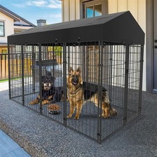 New Heavy Duty Outdoor Dog Kennel Metal Playpen Roof Cover Secure Cage XS UK