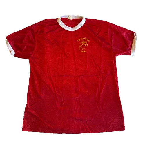 Vtg 70s-80s Marine Barracks Hawaii 100 Mile Club PT Red Vented T-shirt, Large