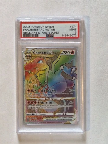 PSA 9 Pokémon Charizard VSTAR Secret Rare 174/172 Brilliant Stars Holo