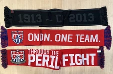 Lot of 3 USA Soccer Scarves Scarf Set Star Spangled Banner Futbol USMNT MLS 