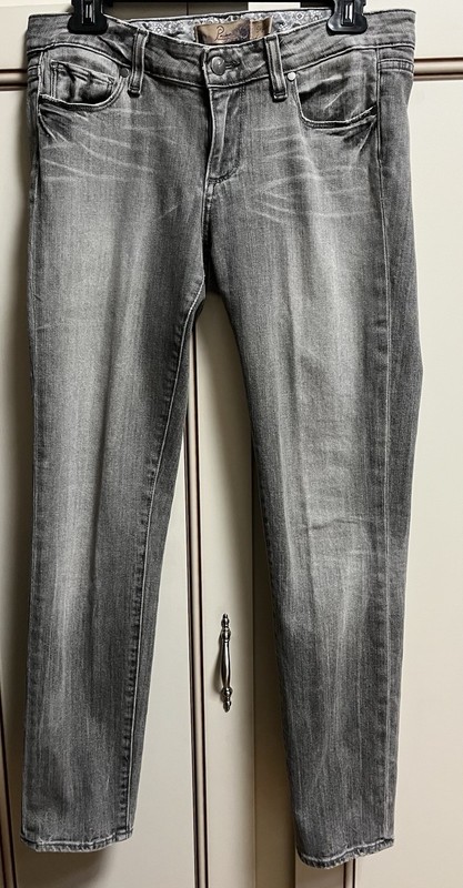 Paige Skyline Premium Denim Womens Smoke Gray Low Rise Skinny Jeans Size 28 USA!