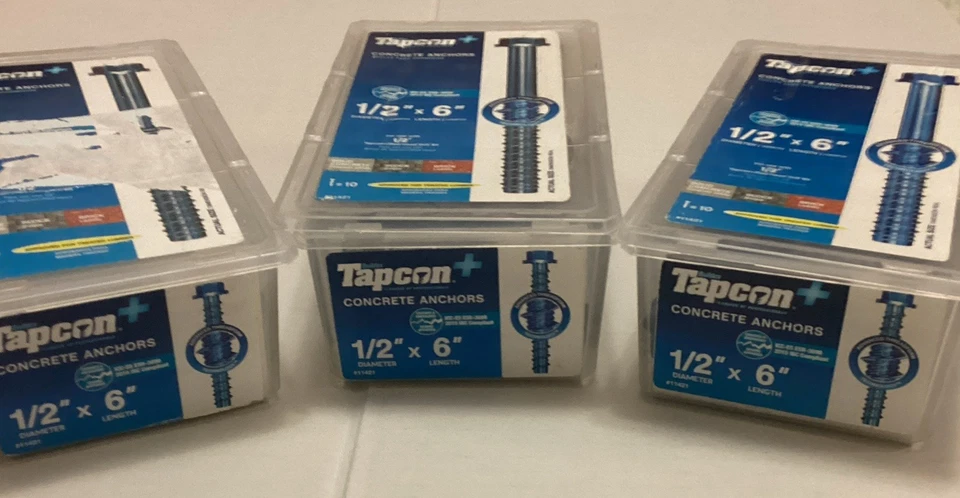 Lote de Trinta (30) Âncoras de Concreto Tapcon Caixa Aberta #11421 Bloco de Tijolos 1/2” X 6” - Imagem 2 de 4