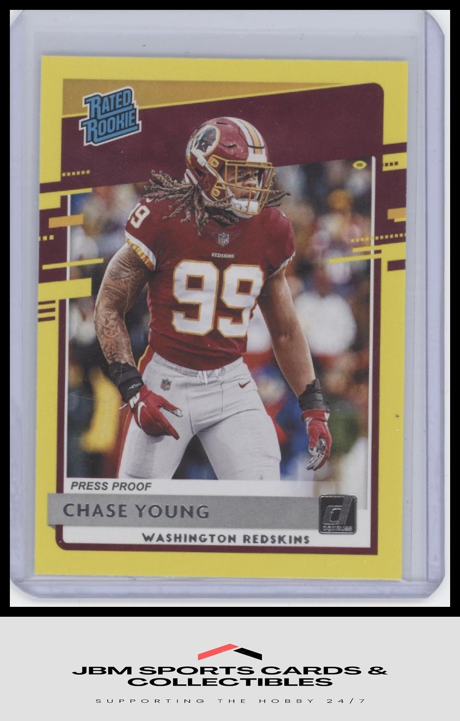 2020 Donruss #316 Chase Young Press Proof Yellow Rated Rookie