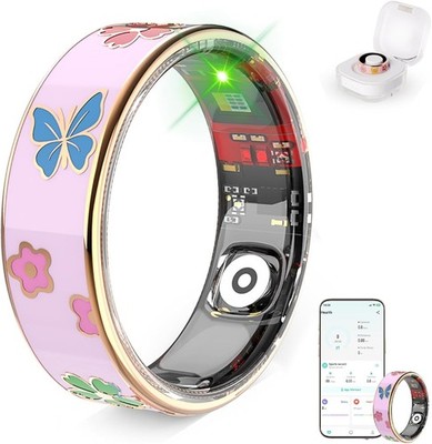 Smart Ring für Frauen & Männer, Emaille Handwerk Gesundheit Fitness Tracker mit Herzfrequenz 