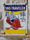 VINTAGE POLARIS PORCELAIN SIGN RARE OLD SNOWMOBILE SNOW MACHINE ATV SNO TRAVLER
