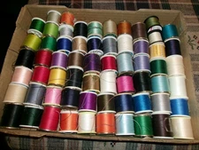 C - 63 Spools Sewing Thread Mixed Colors Brands, Some Used Little/Some Alot