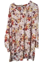Terra & Sky blush Multicolored floral elastic 3/4 slv pullover top 4X NWT Artsy