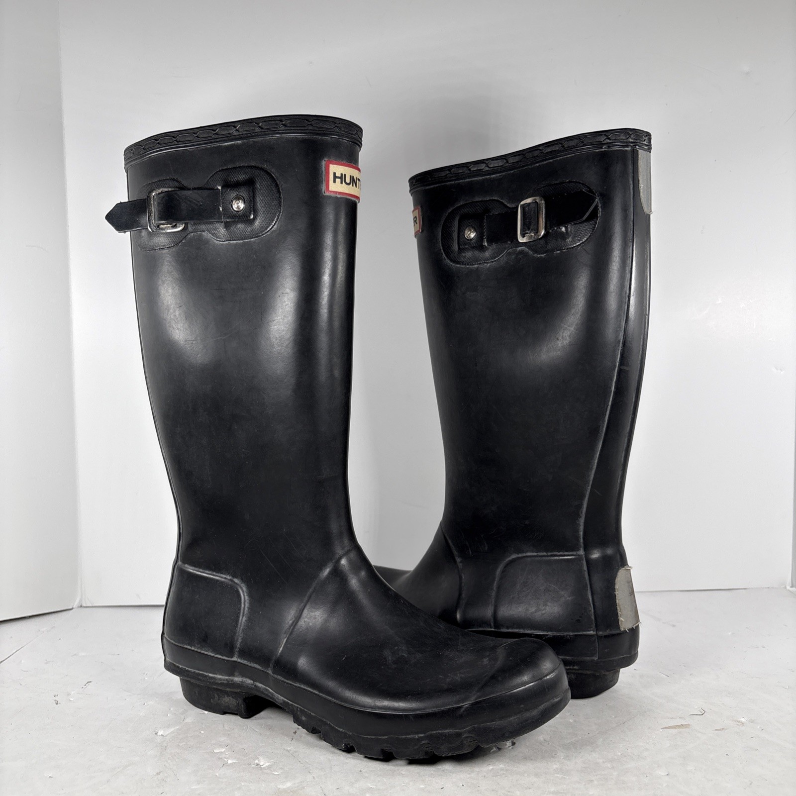 Size 6M/8W Hunter Black Waterproof Rubber High Rain Boots