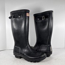 Size 6M/8W Hunter Black Waterproof Rubber High Rain Boots