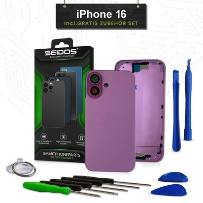Backcover für iPhone 16 Pink Gehäuse Rahmen Rückseite Glas Frame Housing