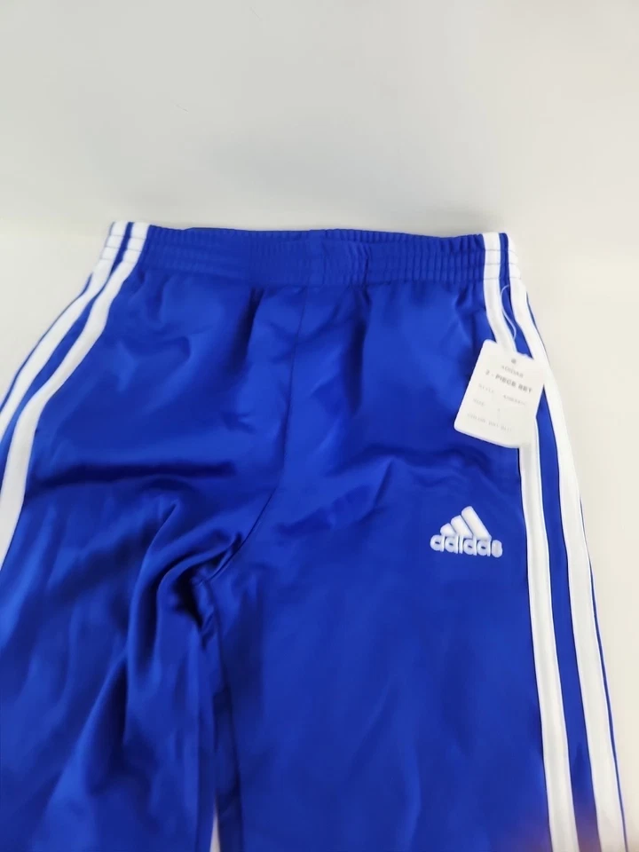 Adidas Boys Jogger Sweatpants Blue/ White Stripes Cuffed Bottom Size 4. - Image 4 of 4