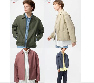 UNIQLO JW ANDERSON Zip-Up Blouson S-4XL Pink Beige Olive Blue Men