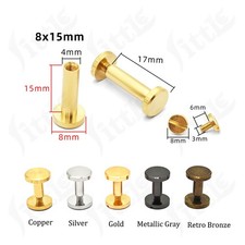 Flat/Arc Belt Screw Leather Craft Chicago Nail Brass Solid Rivet Stud Head Tool