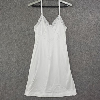 Adonna Slip Womens 34 White Nylon Lace Trim Full Length Lacy Adjust Straps