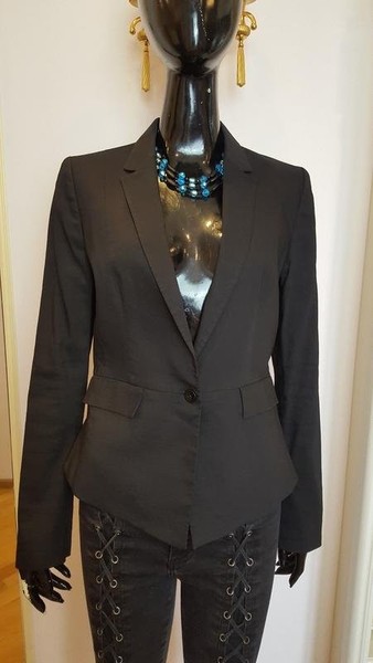 Women Tahari Blazer Black Linen 34 / XS / 42