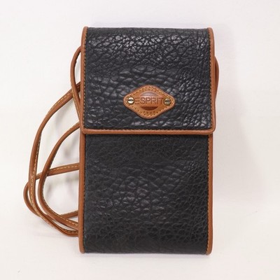 Espirit Vintage 90's Black and Brown Crossbody Bag with Long Strap
