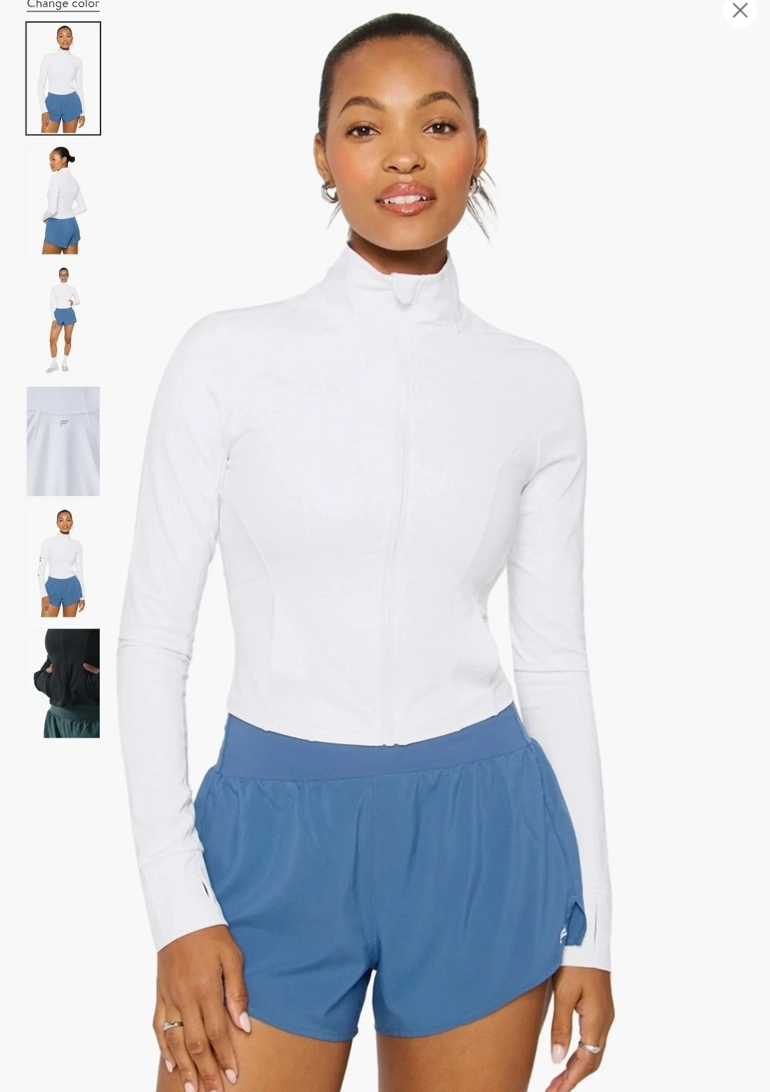 Fabletics White Perfect Storm Cropped Train Jacket Medium Thumb Holes 10978551