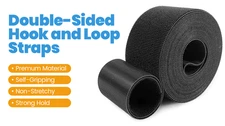 Matenf Double Side Hook Loop Strap 2"x8 Heavy Duty Cut to Length Cable Organizer