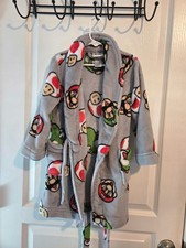 Nintendo Super Mario Bros Kids Fleece Bathrobe Grey Size 4