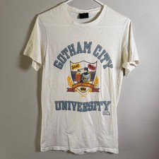 Vintage 1988 Batman Robin Gotham City University T-Shirt White Changes Small