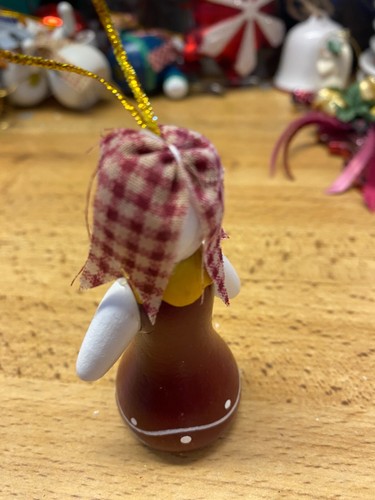 Vintage 3D Holz Schneemann rot Weihnachtsschmuck 3" - Bild 2 von 2
