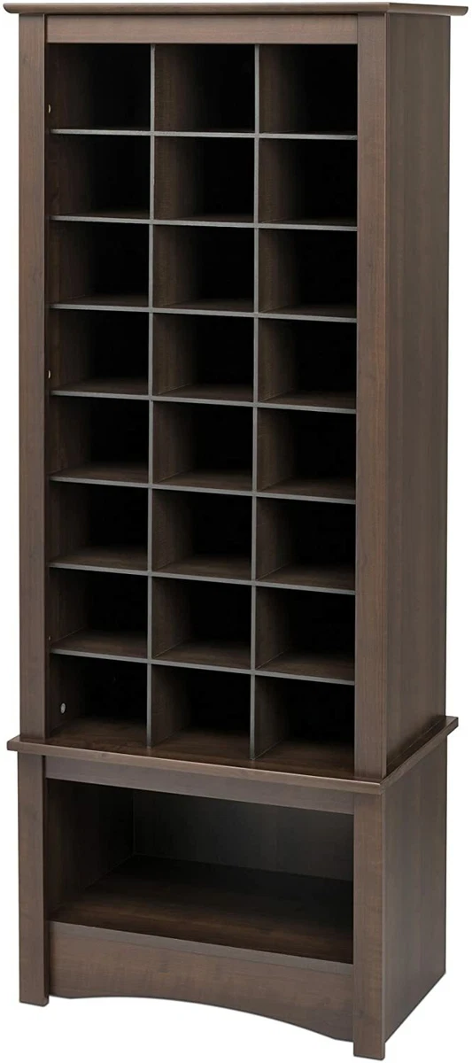 Prepac Espresso Tall Shoe Cubbie Cabinet