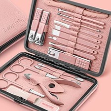 Manicure Set Professional Pedicure Kit Nail Clippers Kit - 18 pcs Nail Pink