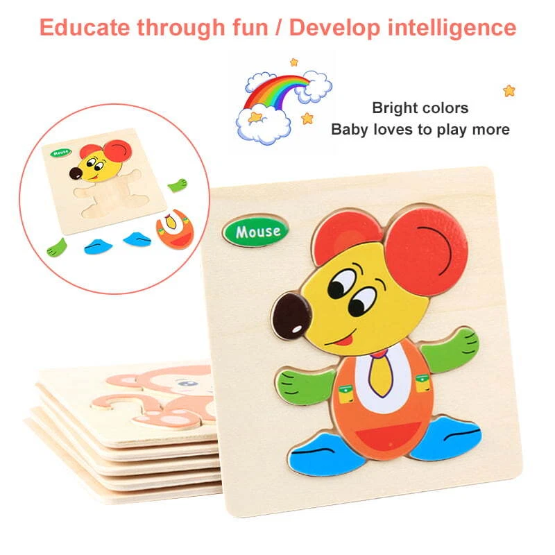Wooden Puzzles Toy For 3+ Year Olds Toddler Animal Jigsaw Baby Educational Toys - Image 3 of 4