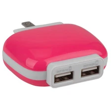 Reiko TC100 2A USB Power Adapter 2-Port 5 VDC Pink