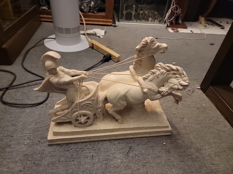 Santini Ben Hur Statue of Charioteer with 2 Horses Signed Vintage