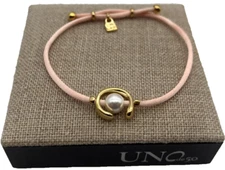 NEW Uno de 50 SER DIFERENTE 18K Gold Plated Salmon Thread Bracelet Shell Pearl