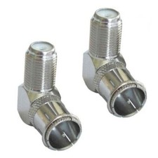 2x F-type Right Angle 90  Push On Male Female Coax RG59 RG6 TV Cable Connector