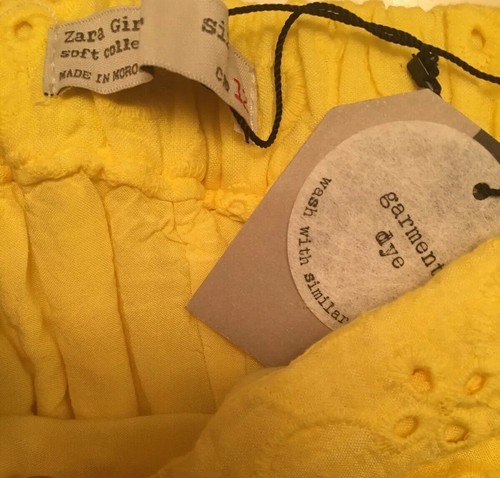 NWT ZARA Girls Soft Collection Yellow Lined Eyelet Skirt Size 7 Ties At Waist - Picture 6 of 6
