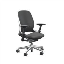 Steelcase Leap Desk Chair Black Leather Aluminum V2 Soft Hard Floor Casters