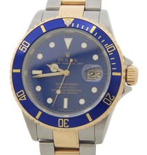 Rolex Rolex Submariner Blue Sub 18k Yellow Gold Stainless Steel Watch No Holes 16613