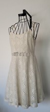 rue21 Ivory Floral Lace Fit Flare Adj-Spaghetti Strap Round Neck Dress Size L
